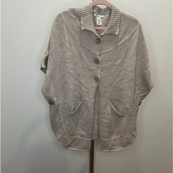 Coldwater Creek Sweater Poncho Oatmeal OS - Picture 1 of 4